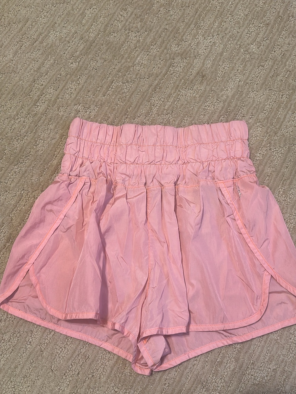 FP Movement by Free People Pastel Pink High-Waist Ruffle Athletic Shorts